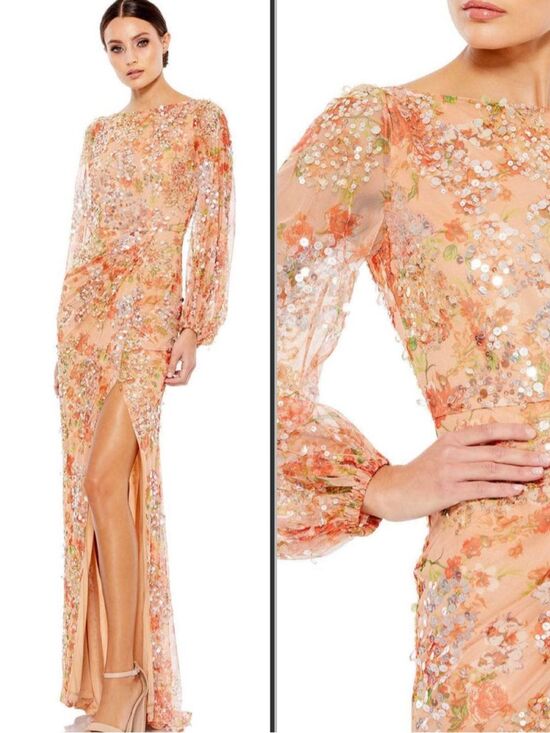 Mac Duggal Dresses & Skirts - NWT Mac Duggal FLORAL PRINT SEQUINED PUFF SLEEVE GOWN 93547